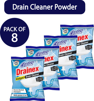 caster drainex Instant Drainage Block Remover Drain Cleaner Drainer Powder Powder Drain Opener(50 g, Pack of 8)