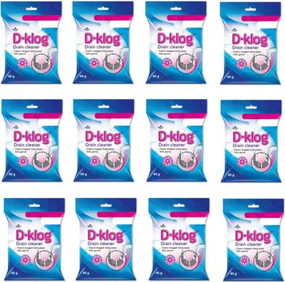 Pidilite D-Klog Drain Cleaner/Opener Clears Clogged Drain Pipes - Kills germs, Powder Drain Opener(480 g, Pack of 12)