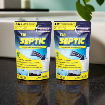 T1B Septic Cleaner Supercharged with MagnEfficient Microbes & Rapid Acting Enzymes Powder Drain Opener(500 g, Pack of 2)