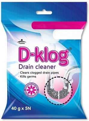 D-Klog Drain Cleaner/Opener Clears Clogged Drain Pipes - Kills germs Powder Drain Opener(200 g, Pack of 5)