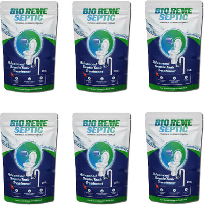 Bio Reme Septic Tank Cleaner I Reduces Sludge Build-up I Odour Removing Bacteria Powder Drain Opener(1500 g, Pack of 6)
