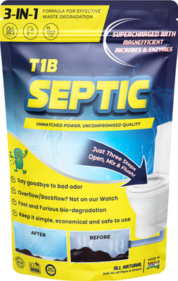 T1B Septic Tank Cleaner 3-In-1 Formula Degrades Kitchen, Bathroom & Toilet Waste Powder Drain Opener(250 g)