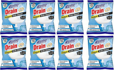 caster drainex Instant Drainage Block Remover Drain Cleaner Powder Drain Opener(50 g, Pack of 8)