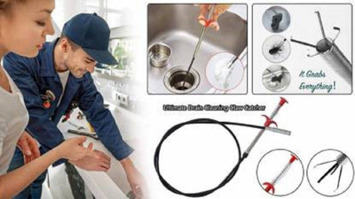 Radha Drain Wire Cleaning Spring Stick, Hair Catching Pipe Cleaning Claw Wire X1.609 Crystal Drain Opener(1 L)