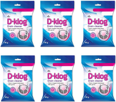 D-Klog Drain Pipe Cleaners - Sink Cleaner Powder Drainage Block Remover - Drainex Basin Powder Drain Opener(240 g, Pack of 6)