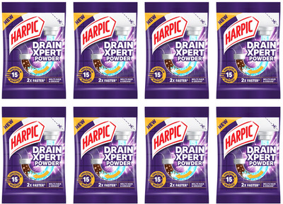Harpic Drain Xpert Powder Drain Opener(360 g, Pack of 8)