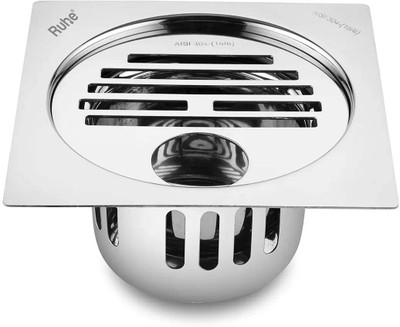 RUHE Floor Stainless Steel Push Down Strainer(12.7 cm Set of 1)