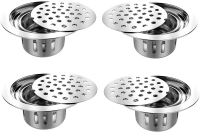 Ytc Floor Stainless Steel Push Down Strainer(12.7 cm Set of 4)