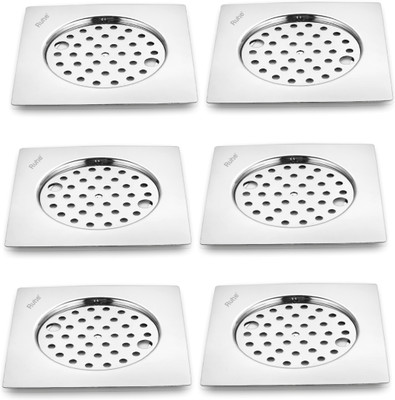 RUHE Floor Stainless Steel Push Down Strainer(15 cm Set of 6)