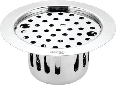 AMATRA Floor Stainless Steel Push Down Strainer(12.7 cm Set of 1)