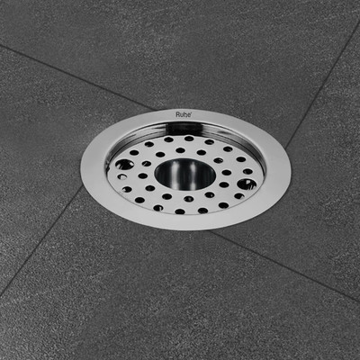 RUHE Floor Stainless Steel Push Down Strainer(10.7 cm Set of 1)