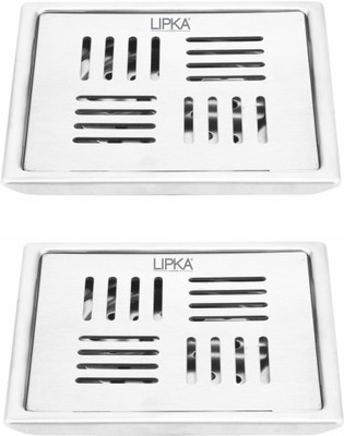 Lipka Floor Stainless Steel Push Down Strainer(15 cm Set of 2)