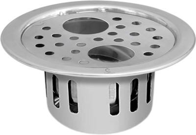 CUROVIT Floor Stainless Steel Push Down Strainer(10 cm Set of 1)