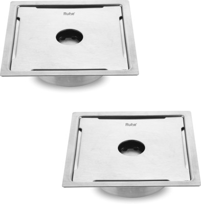 RUHE Floor Stainless Steel Push Down Strainer(15 cm Set of 2)