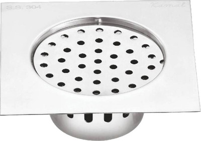 KAMAL Floor Stainless Steel Push Down Strainer(10 cm Set of 1)
