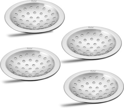 RUHE Floor Stainless Steel Push Down Strainer(8 cm Set of 4)