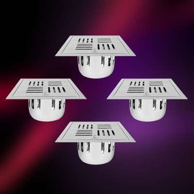 CUROVIT Floor Stainless Steel Push Down Strainer(10 cm Set of 4)