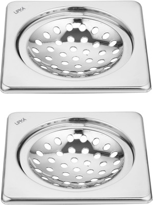 Lipka Floor Stainless Steel Push Down Strainer(12.7 cm Set of 2)