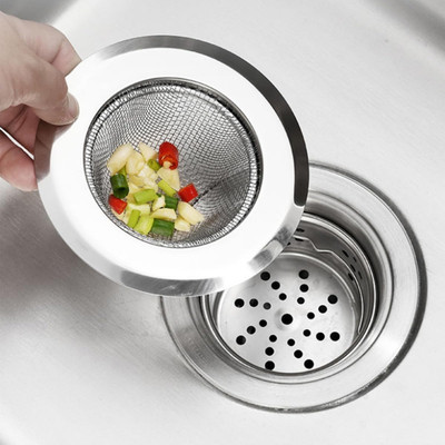 Doville Kitchen Sink Stainless Steel Push Down Strainer(11 cm Set of 1)