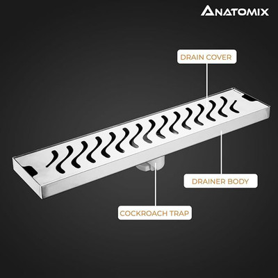 ANATOMIX Floor Stainless Steel Push Down Strainer(5 cm Set of 1)