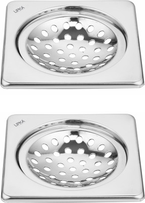 Lipka Floor Stainless Steel Push Down Strainer(15.2 cm Set of 2)