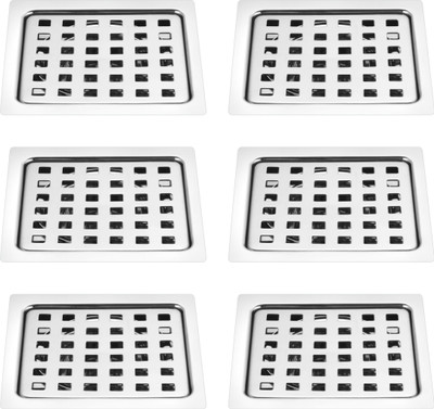 RUHE Floor Stainless Steel Push Down Strainer(12.7 cm Set of 6)