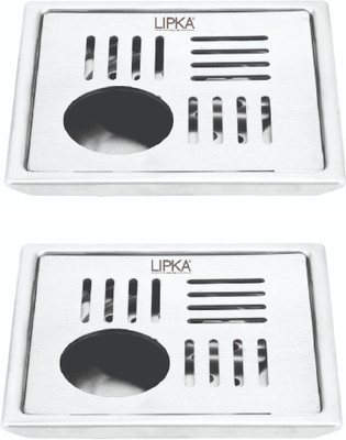 Lipka Floor Stainless Steel Push Down Strainer(15 cm Set of 2)