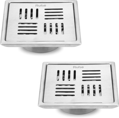 RUHE Floor Stainless Steel Push Down Strainer(12.7 cm Set of 2)
