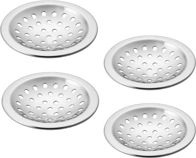 NM Nikunj Floor Stainless Steel Push Down Strainer(10.1 cm Set of 4)