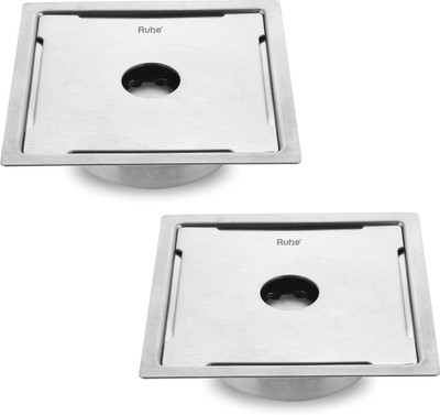 RUHE Floor Stainless Steel Push Down Strainer(12.7 cm Set of 2)
