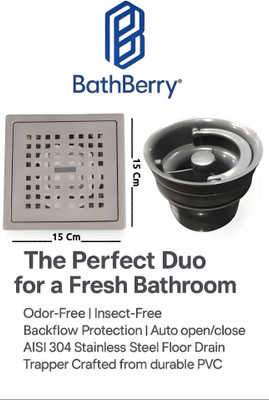 Bath Berry Floor, Bathroom Sink, Kitchen Sink Stainless Steel Push Down Strainer(15 cm Set of 1)
