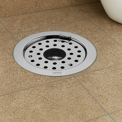 Lipka Floor Stainless Steel Push Down Strainer(10.16 cm Set of 1)