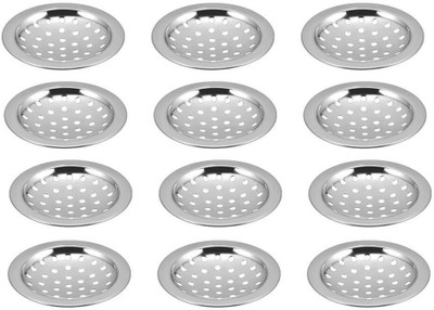 KAMAL Floor Stainless Steel Push Down Strainer(8.5 cm Set of 12)