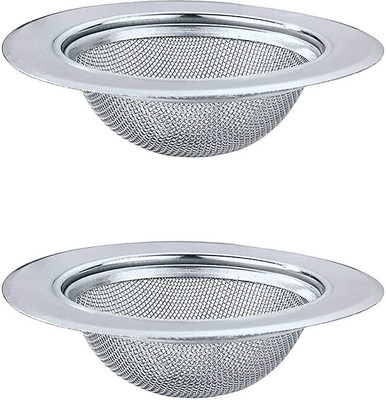 VIJAY EXPORT Kitchen Sink Stainless Steel Push Down Strainer(10 cm Set of 2)
