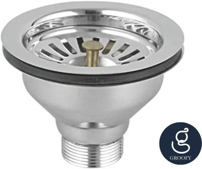Groofy Basin Stainless Steel Push Down Strainer(11 cm Set of 1)