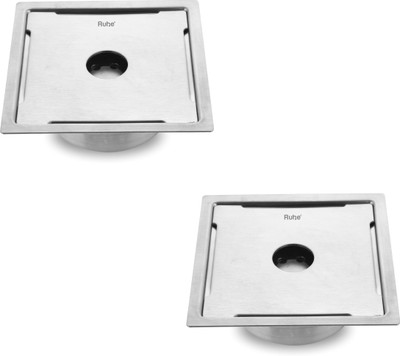 RUHE Floor Stainless Steel Push Down Strainer(15 cm Set of 2)