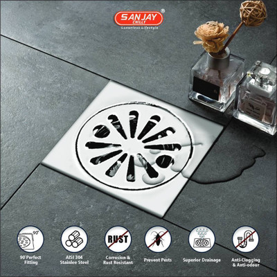 Sanjay Chilly Floor Stainless Steel Push Down Strainer(15.3 cm Set of 1)