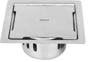 Mingle Floor Stainless Steel Push Down Strainer(12 cm Set of 1)