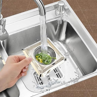BRIGHTZONESTORE Basin Stainless Steel Push Down Strainer(3 cm Set of 1)