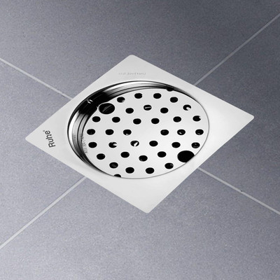 RUHE Floor Stainless Steel Push Down Strainer(12.5 cm Set of 1)