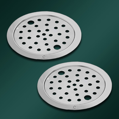 CUROVIT Floor Stainless Steel Push Down Strainer(10 cm Set of 2)