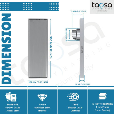 Tapsa Floor Stainless Steel Push Down Strainer(30 cm Set of 1)