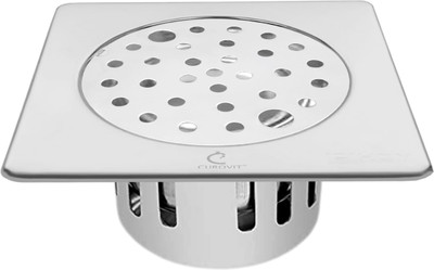 CUROVIT Floor Stainless Steel Push Down Strainer(10 cm Set of 1)