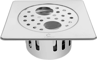 CUROVIT Floor Stainless Steel Push Down Strainer(10 cm Set of 1)