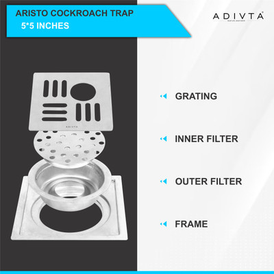 Adivta Floor Stainless Steel Pop-Up Strainer(15 cm Set of 1)