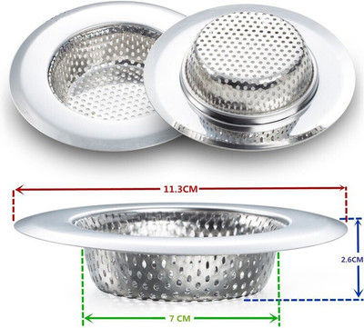 Vastra Kitchen Sink Stainless Steel Push Down Strainer(11.3 cm Set of 1)