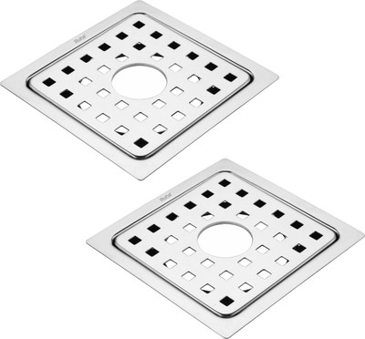 RUHE Floor Stainless Steel Push Down Strainer(15 cm Set of 2)