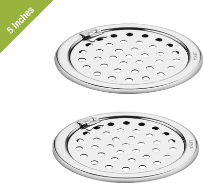 Lipka Floor Stainless Steel Push Down Strainer(12.7 cm Set of 2)
