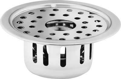 KAMAL Floor Stainless Steel Push Down Strainer(12.5 cm Set of 1)