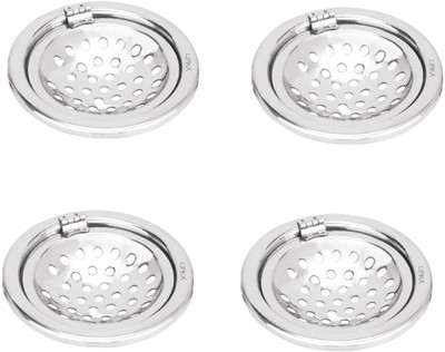 Lipka Floor Stainless Steel Push Down Strainer(12.7 cm Set of 4)